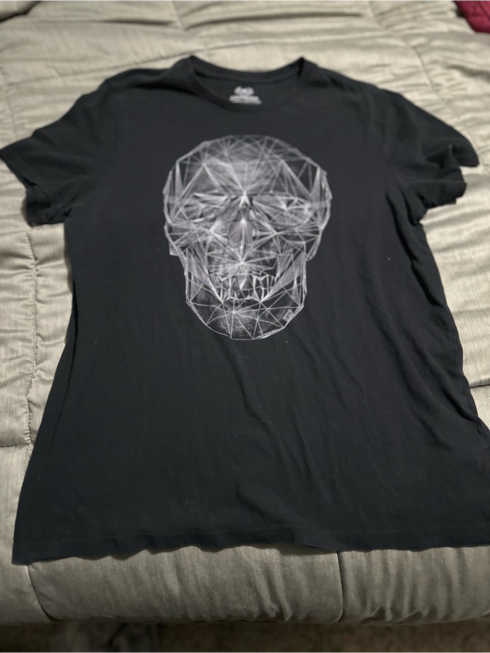 Express Black Short Sleeve Tee with Geometric Skull Print